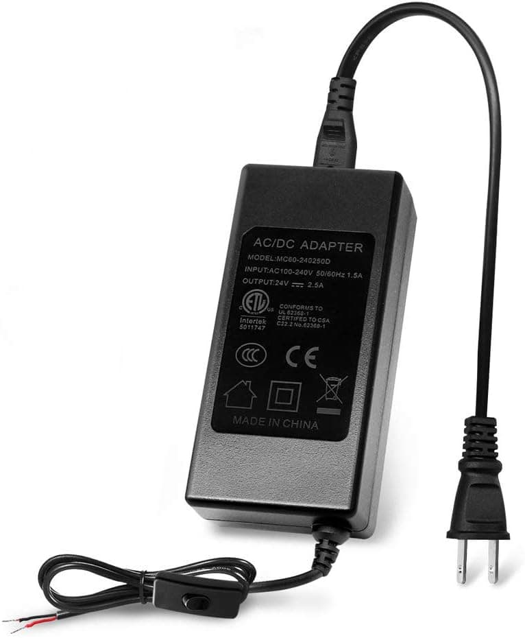 Low Voltage Lights Transformer, 60W 24V DC Adapter Transformer 2.5A for LED Landscape Lights, Input AC 100-240V to Output DC 24V Converter LED Light Power Supply