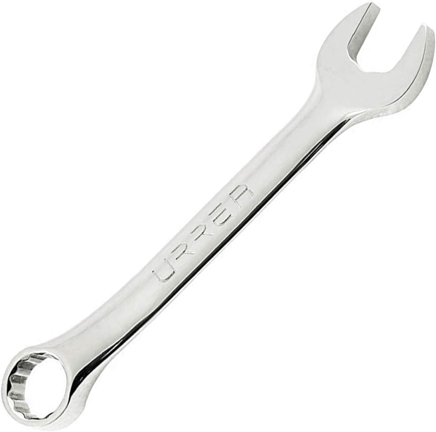 URREA 12-Point Combination Wrench - 7/16" Short Reach Mechanics Tool with Compact Design & Fully Polished Nickel Chrome Finish - 1214T