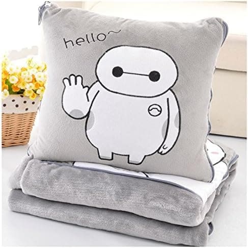 Soft gray big hero 6 Baymax throw pillow & blanket 2 in 1 by SWH