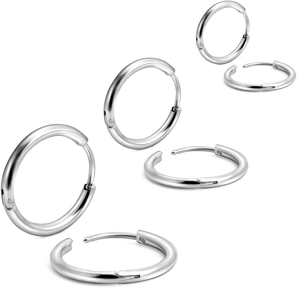 EACHLP Unisex 18K Real Gold Plating Surgical Steel Sleeper Tiny Hoop Earrings,Nose Ring Septum Ring Helix Ring Daith Ring Lip Ring Nipple Ring Snug Ring Rook Ring Body Piercing Jewelry