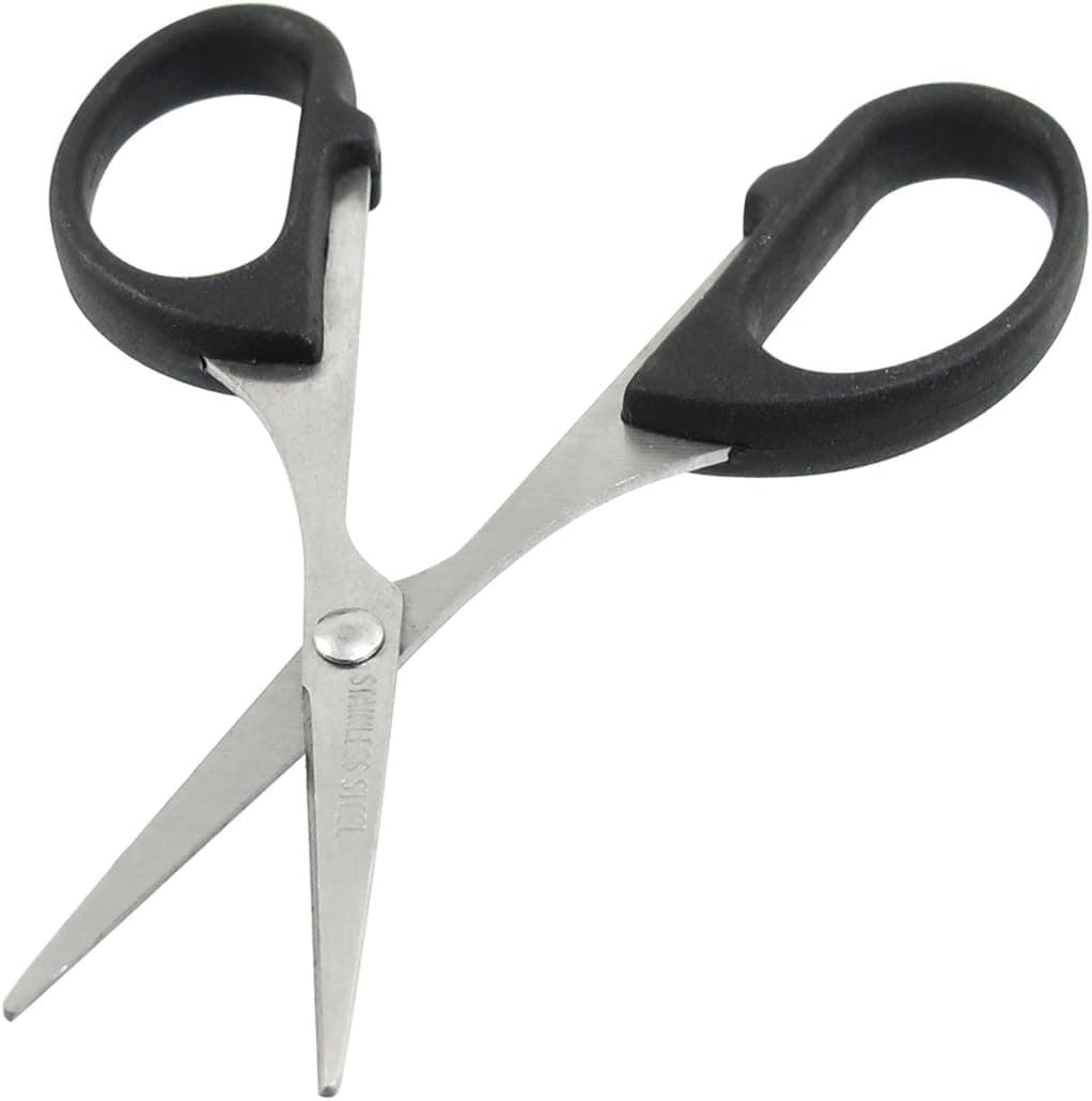 uxcell Stainless Steel Blade Black Plastic Handgrip Mini Hair Scissors Shears