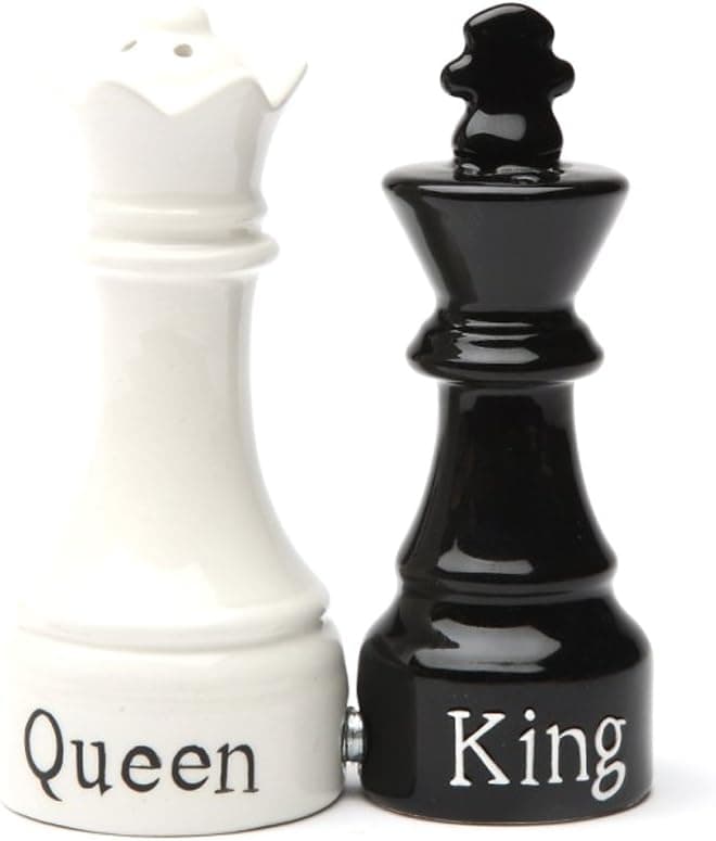 Queen and King Chess Magnetic Ceramic Salt and Pepper Shakers
