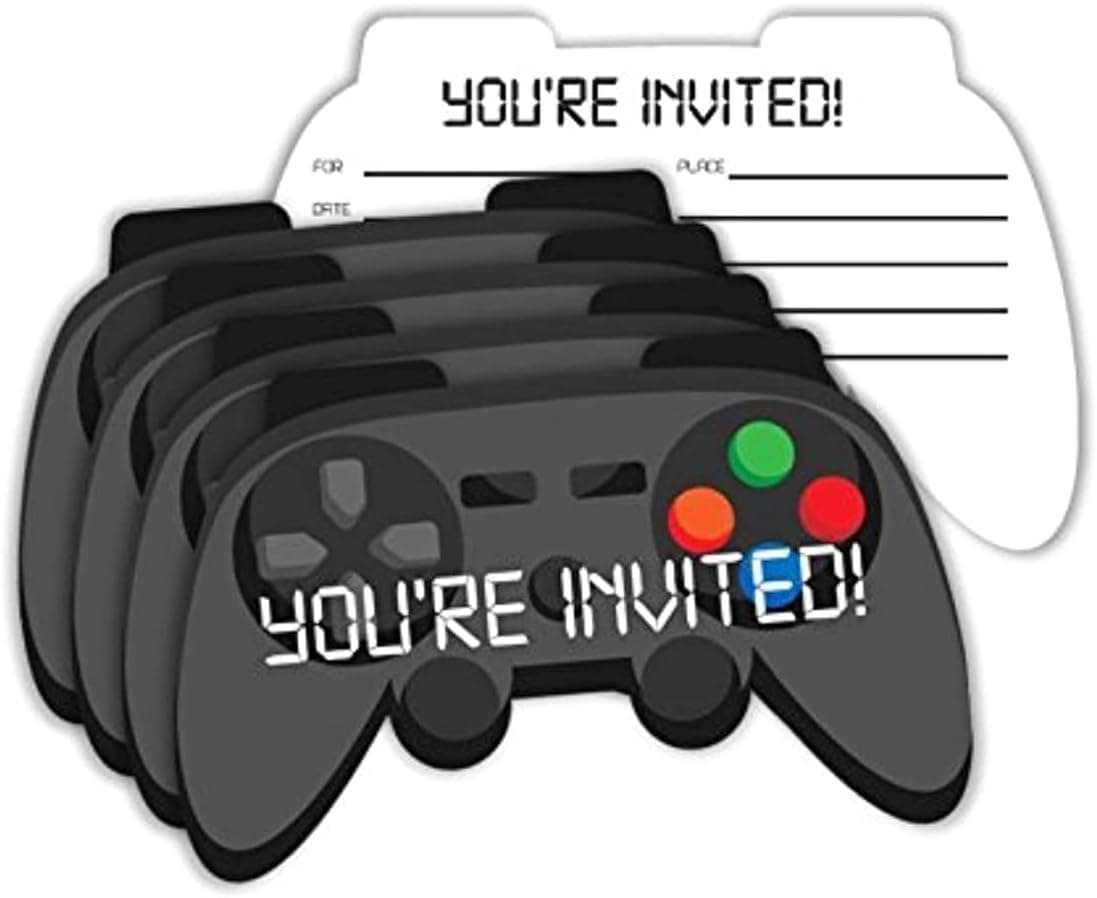 Video Gaming Game Controller Birthday Party Invitations & Envelopes Value Pack (20 Count)