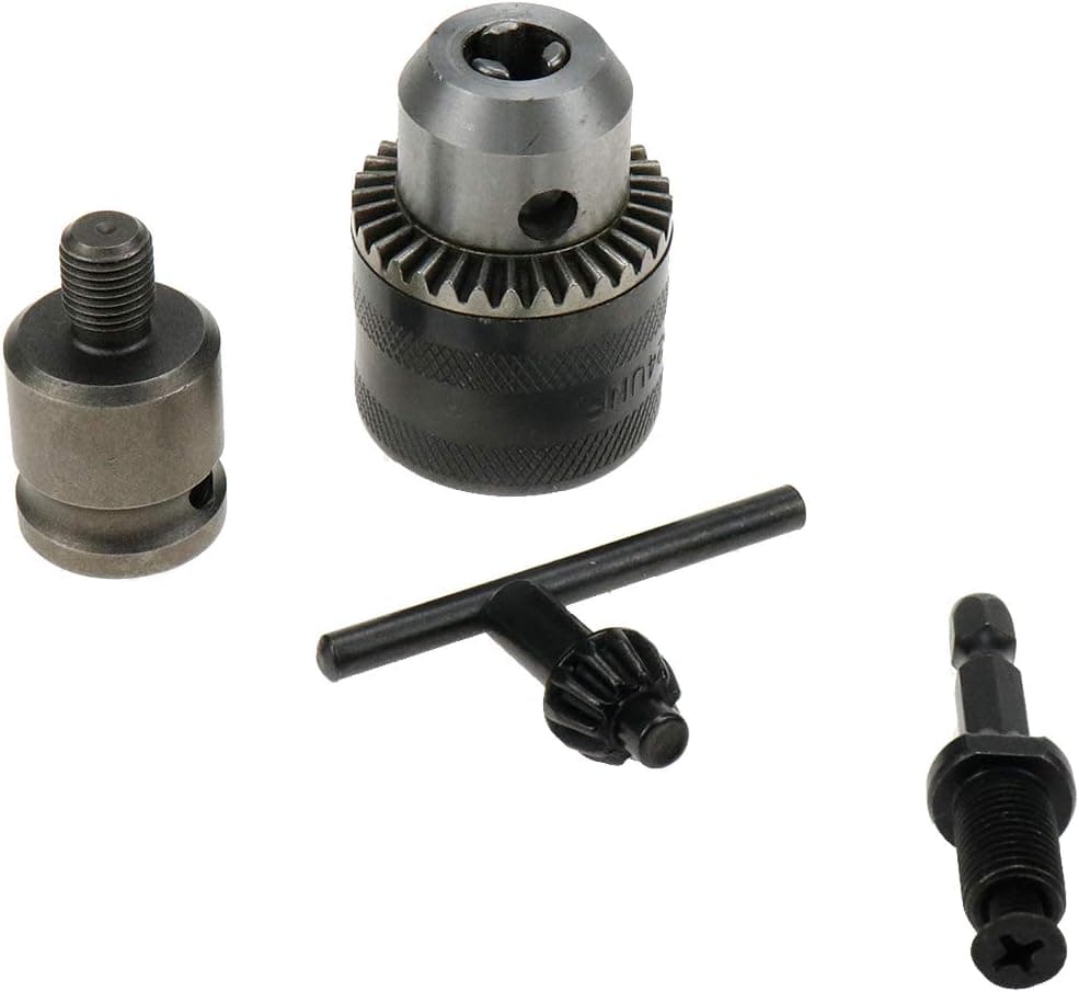 Bitray 1.5-10mm 3/8-24UNF Quick Connect Impact Driver Conversion Drill Chuck, with 1/4-Inch Quick Change Hex Shank