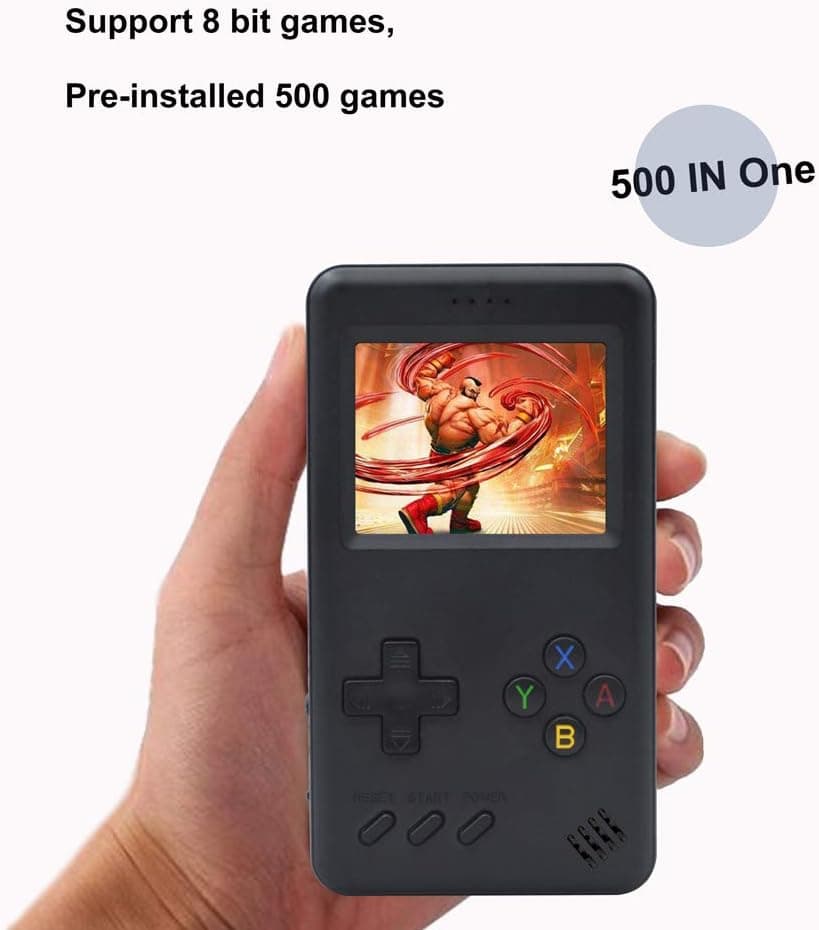 MJKJ Handheld Game Console Retro Gaming Machine with 10000mAh Game Power Bank Built-in 500 Classic Games Game Battery Power Bank - Black