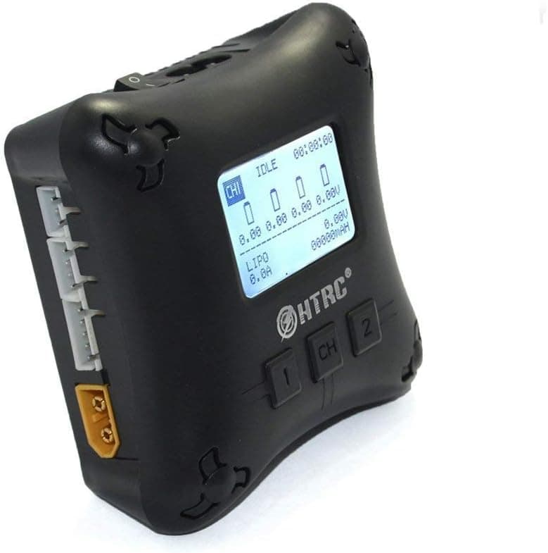 HTRC LiPo Battery Charger Duo Mini RC Charger Dual Port 20Wx2 2A x2 H4AC for 2-4s LiPo Charging
