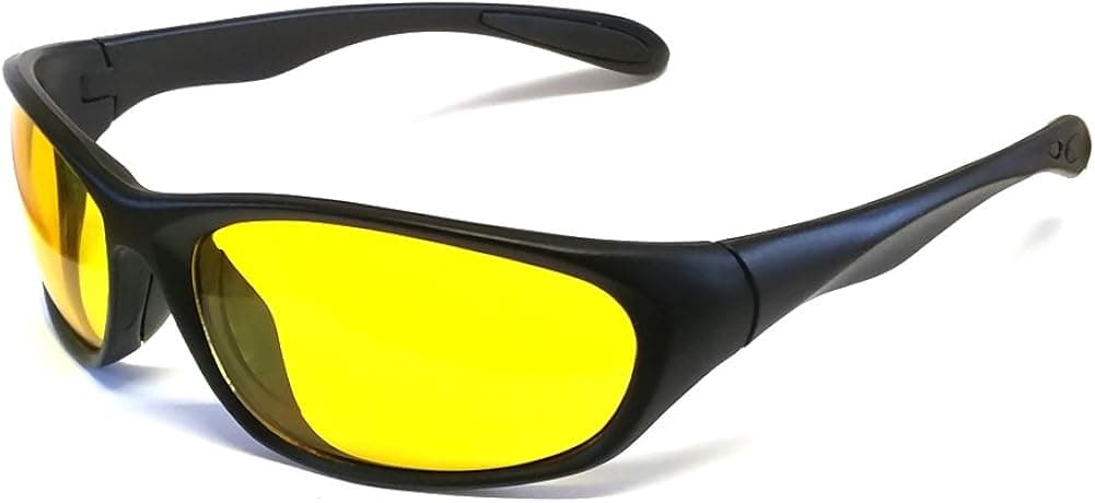 Calabria 2715 Yellow Night Driving Glasses Anti Glare Night Vision Glasses for Driving | Polarized OR NON-Polar Lens Options