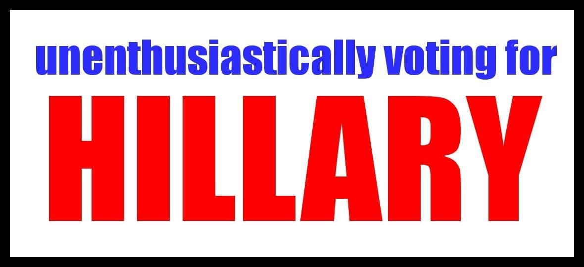 Sticker Unenthusiastically Voting For Hillary Clinton Ironic Anti Donald Trump