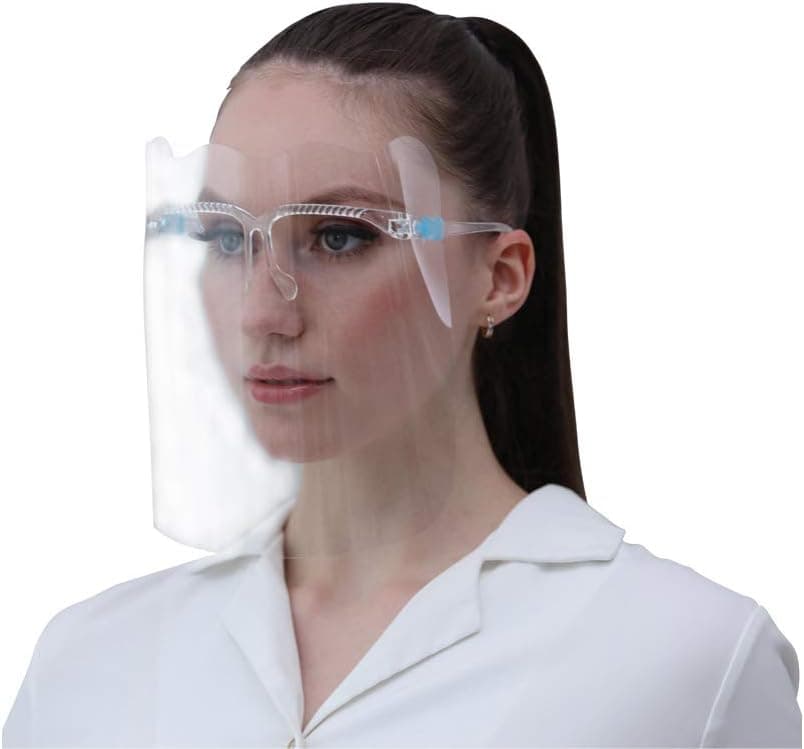 10 - Packs Face Adult Shield, Fully Transparent Face and Eye Glasses Shield Protection with Reusable Wearing Glasses Face Visor
