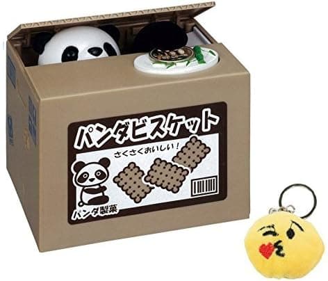 We pay your sales tax Mischief Saving Box - Japanese Style Panda Stealing Coins Money Saving Box Piggy Bank + Emoji Key Chain (Random face Style)