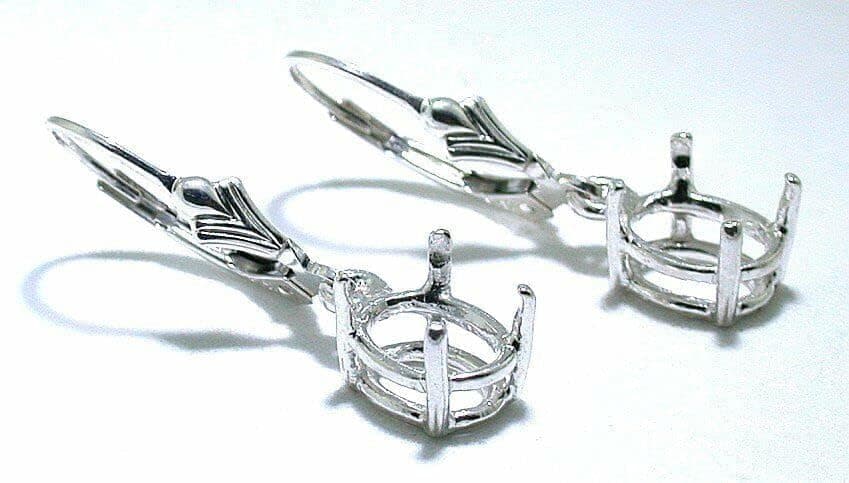 9x7 9mm x 7mm Oval Earring Sterling Silver Gem Dangle Prenotched Mounting