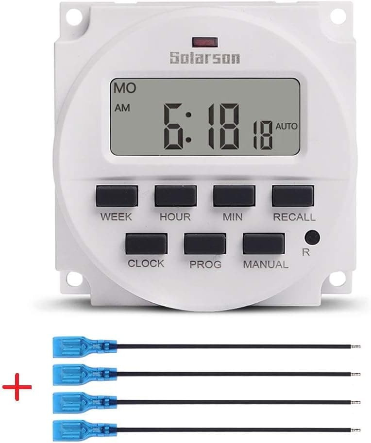 Solarson Weekly 7 Days Digital Programmable Timer Switch 12V AC/DC, LCD Power, 50Hz indoor, For Lamp Light Fan, Relay Control solar Battery Powered
