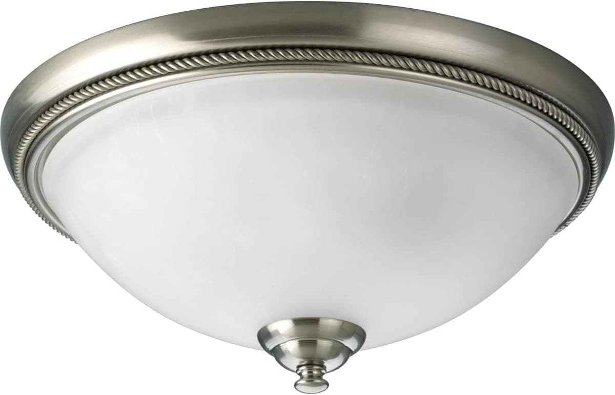Progress Lighting P3479-09 2-Light Close-to-Ceiling with Etched Watermark Glass and Twisted Wire Details, Brushed Nickel