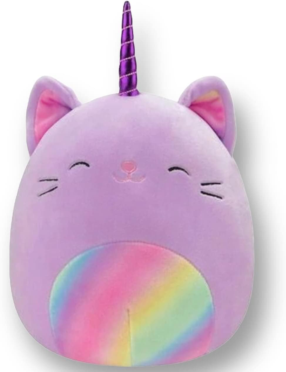 Squishmallows 8 Inch Cienna Caticorn Unicorn Plush - Purple with Rainbow Belly and Ears and Purple Horn Stuffed Animal