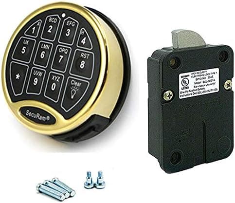 SecuRam Safelogic Backlit Lock & Keypad Kit - Swingbolt - Brass Finish