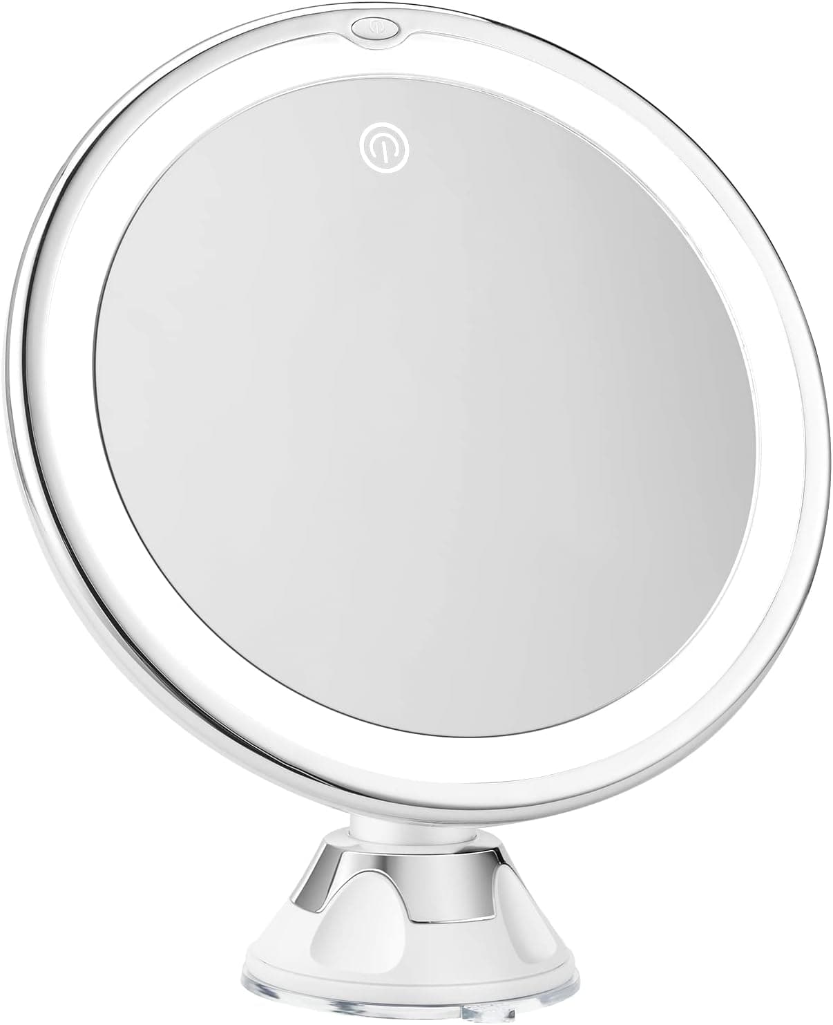 8 " Magnifying Mirror with Lights-10x Magnification Makeup Mirror with Suction Cups – Lightweight and Easy to Handle Bathroom Shower Mirror – Smooth and Easy Install – 360 Degree Swivel Joint(White)