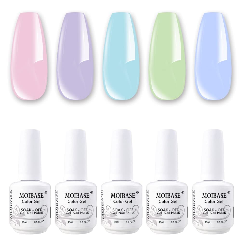 MOIBASE 15ml Varnish Soak Off UV Led Nail Gel Polish Nail Art Salon Gel Nail Polish Set of 5 Color D029
