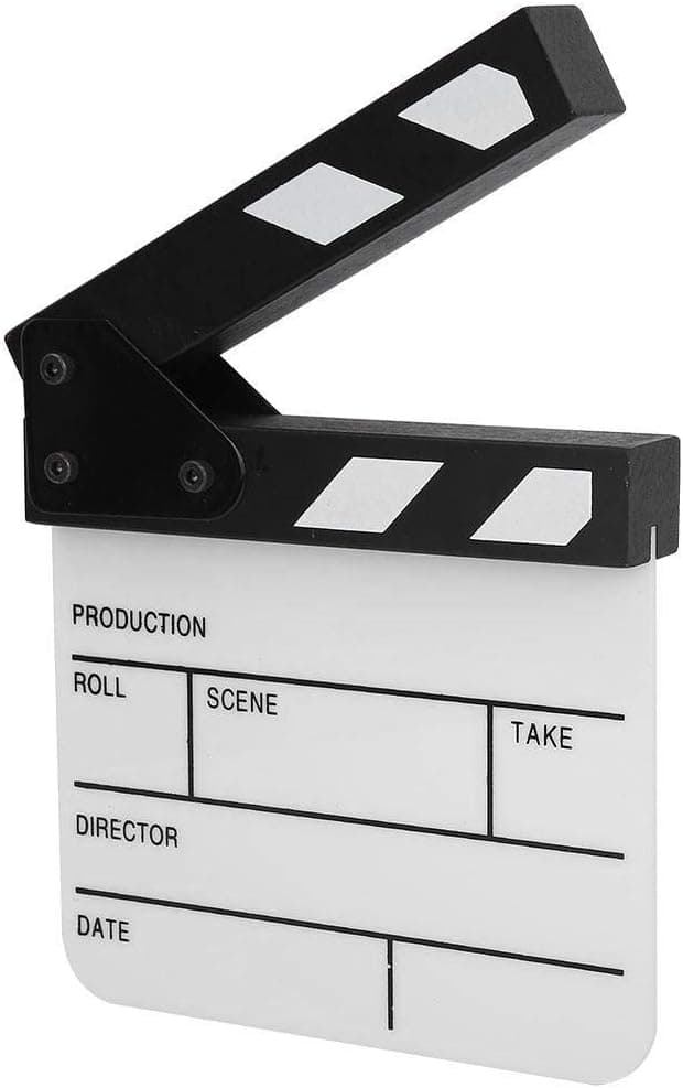 Clap Board, Mini Acrylic Director Scene Clapperboard Classic Movie Film Clap Board with a Pen,for Shoot Props/Advertisement/Home Decoration/Cosplay/Background(Black and White whiteboard PAV1BWE3S)