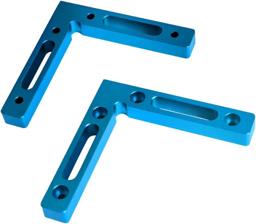 Aluminum Alloy 90 Degree Positioning Squares 4.7 Inch x 4.7 Inch(12x12cm) Right Angle Clamps Woodworking Carpenter Tool Corner Clamping Square for Picture Frame Box Cabinets Drawers(Blue,2Pack)