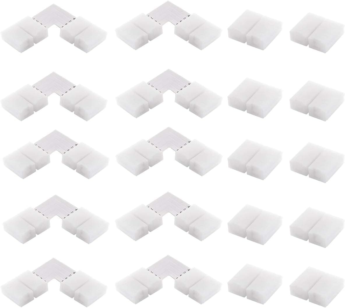 Led Corner Connector, 20 Pack Light Strip Connector 10pcs L Shape +10pcs 4 Pins for 5050/3528 SMD RGB 4 Conductor