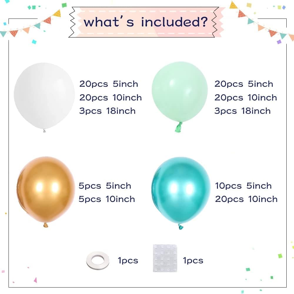 DUBEDAT Balloon Garland Arch Kit Green White Gold&Green Chrome Balloon Arch Baby Shower Birthday Wedding Any Party Decoration