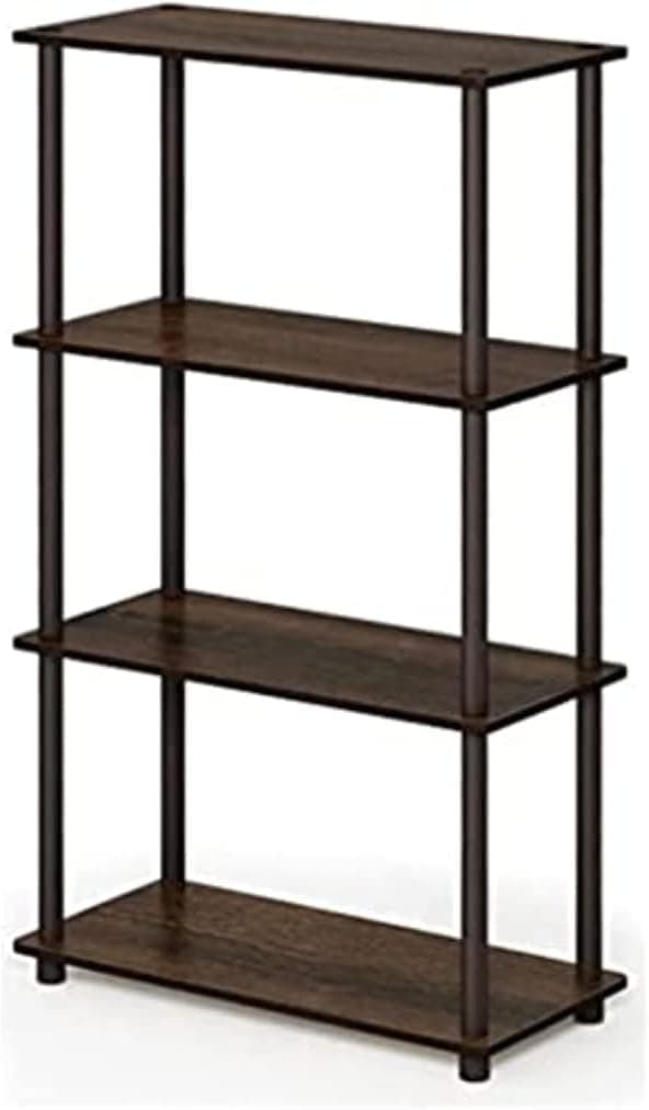Furinno Turn-N-Tube 4-Tier Multipurpose Shelf Display Rack, Round Tubes, Walnut/Brown