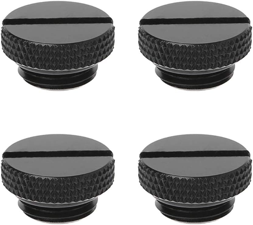 Votono 4-Pack G1/4" Plug Water Stop End Cap for PC CPU Cooling Radiator Water Sealing Up Ring (Black)