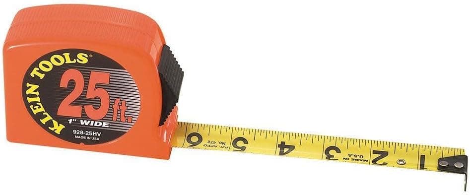 Klein Tools 928-25HV Tape Measure, High Visibility Case, 25-Foot, Orange