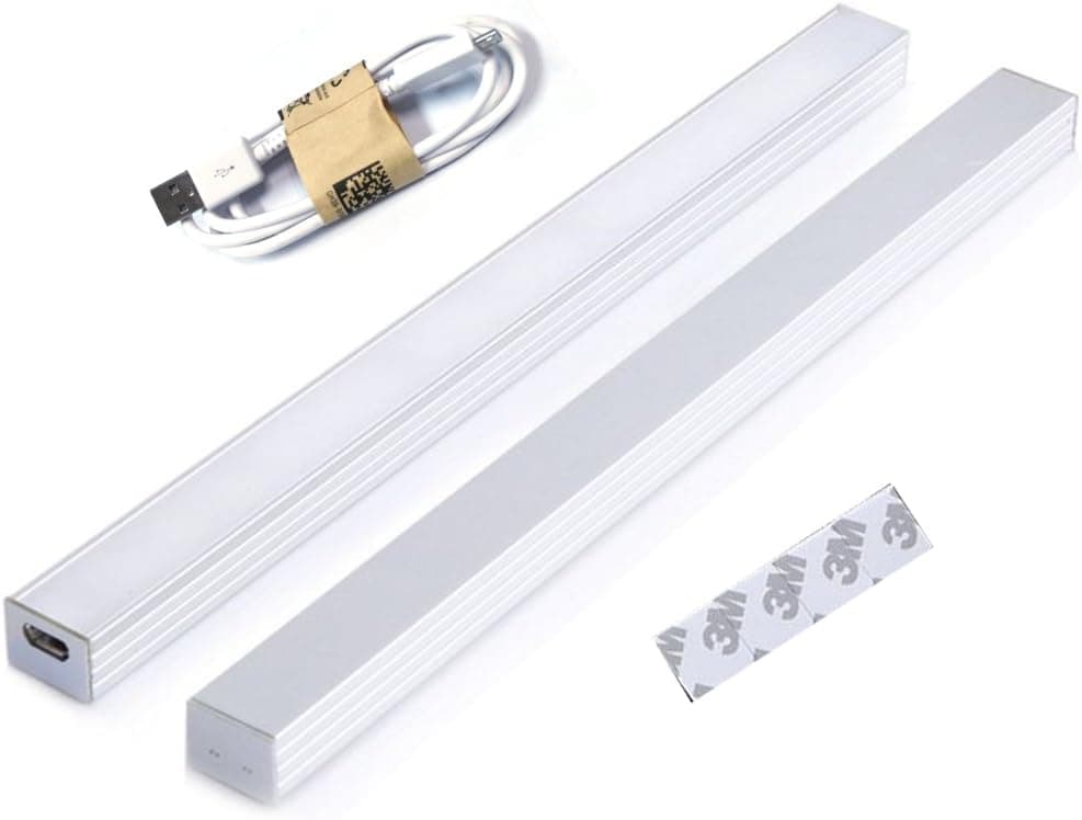 INVESCH 8 Inch 4W Portable USB Reading Strip Light Dimmable LED Desk Lamp TV Monitor Backlight Under Cabinet Lighting with Touch Control Dimmer Switch (Cool White)