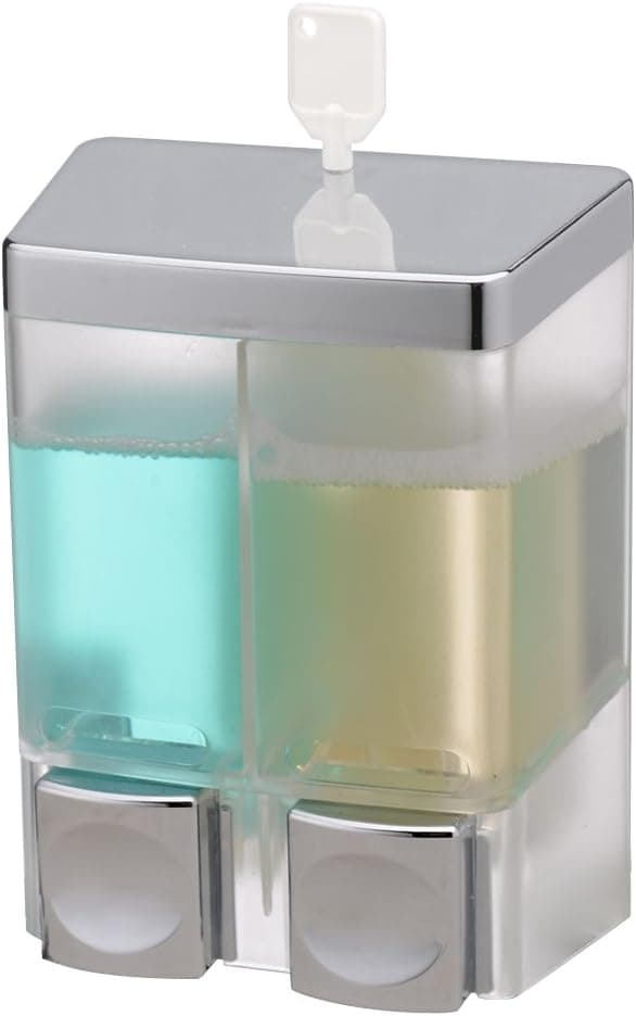 GreeSuit Soap Dispenser Wall Mounted Shampoo Conditioner Shower Chamber Dispenser Soap Pump for Bathroom or Kitchen, Chrome