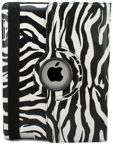 LiViTech(TM) 360 Degrees Rotating Stand (Zebra) Luxury PU Leather Case for Apple New iPad 4,3 and 2 with Smart Cover Wake/Sleep Function