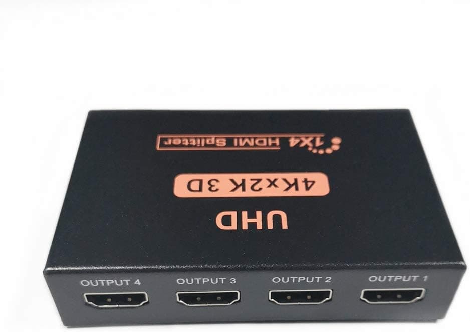 Adauxter HDMI Splitter 1 in 4 Out V1.4b Powered Hdmi Video Splitter with AC Adaptor Duplicate/Mirror Screen Monitor Supports Ultra HD 1080P 2K and 3D Resolutions (Black)