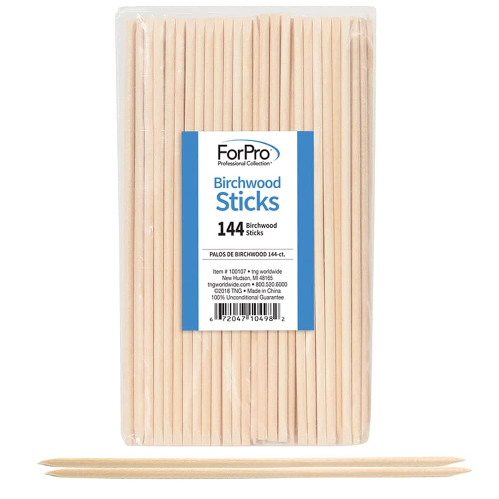 ForPro Birchwood Cuticle Sticks, Double Sided, Multi-Purpose Cuticle Pusher for Manicures and Pedicures, 7” L, 144-Count