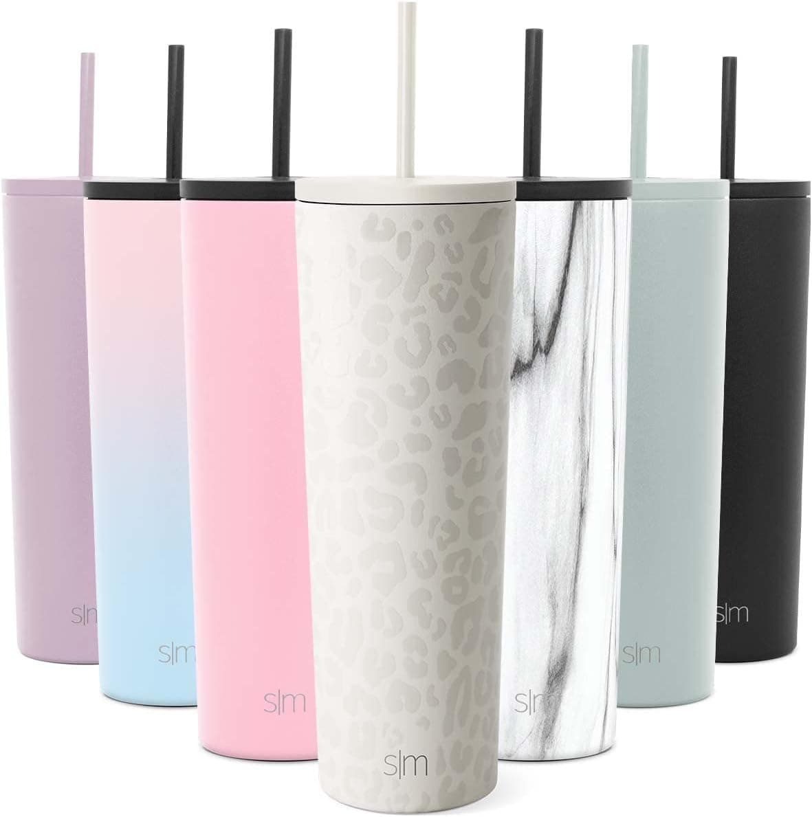 Simple Modern Insulated Tumbler with Lid and Straw | Iced Coffee Cup Reusable Stainless Steel Water Bottle Travel Mug | Gifts for Women Men Her Him | Classic Collection | 28oz | Cream Leopard