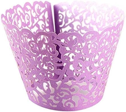 Zorpia® Kitchen DIY Cupcake Wrappers 60 Filigree Artistic Bake Cake Paper Cups Little Vine Lace Laser Cut Liner Baking Cup Muffin Case Trays for Wedding Party Birthday Decoration ZRA0168960