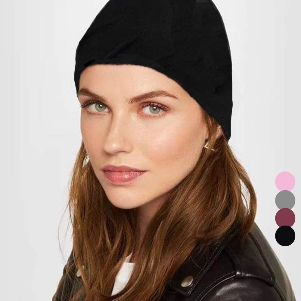 zizwe Hair Cap and Hair Warp, Fashion Beanies Hat Adjustable Satin Cap Shower Cap Silk Bonnet Sleep Cap for Curly Hair Protection for Women and Men -Black