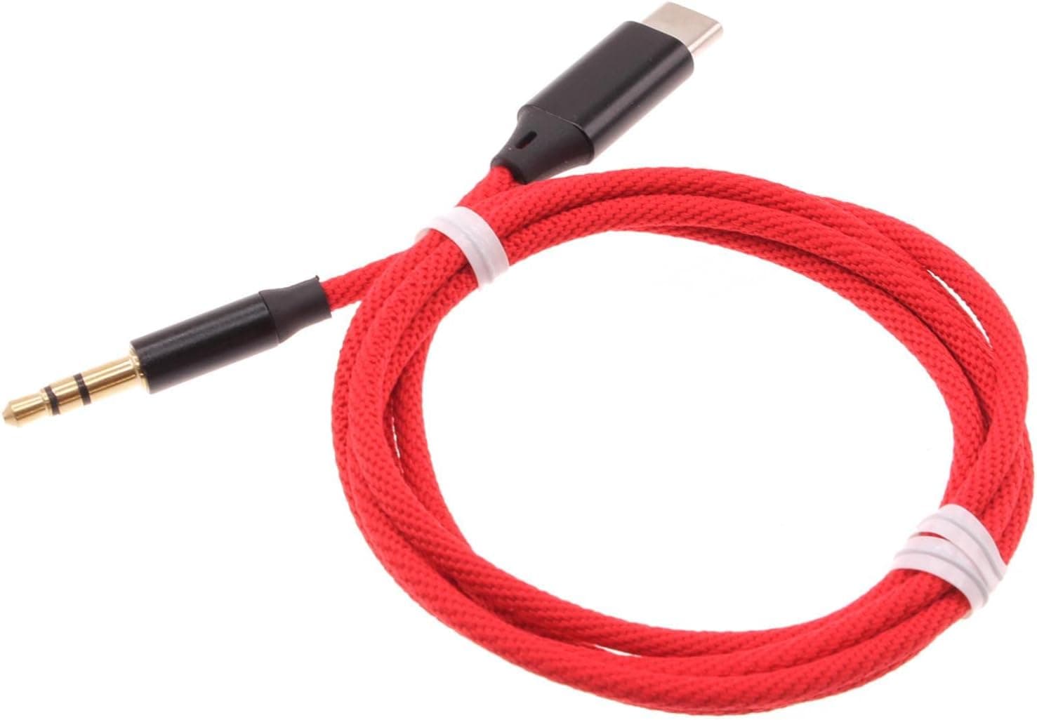 ANSEWIRELESS Aux Cable USB-C to 3.5mm Audio Cord Car Stereo Aux-in Adapter for Edge Plus (2022), Speaker Jack Wire Braided Type-C Compatible with Motorola Edge Plus (2022), Red, AN-AN32424O3C-240