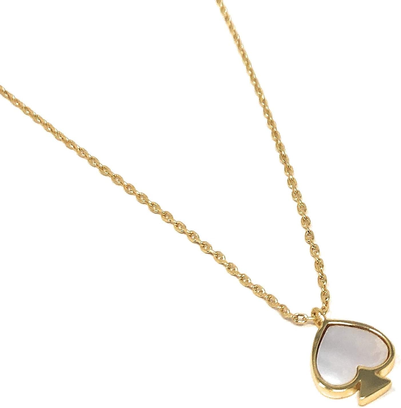 Kate Spade New York Signature Spade Mother of Pearl Gold Plated Mini Charm Pendant Necklace Cream
