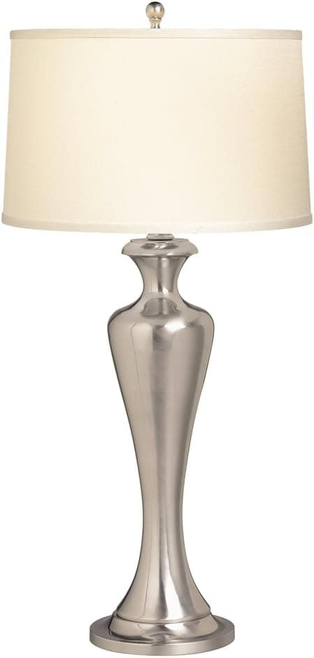 Kichler 70344 New Traditions 32-Inch Portable Table Lamp, Brushed Nickel with Off-White Hard Back Shade