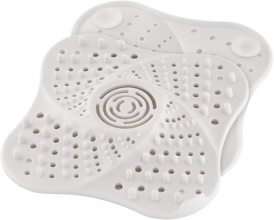 Bresuve Shower Drain Hair Cather, Silicone Tube Drain Hair Catcher Stopper Filter with Sucker for Bathroom Kitchen Rubber Bathtub Strainer Cover Hair Catcher (White)