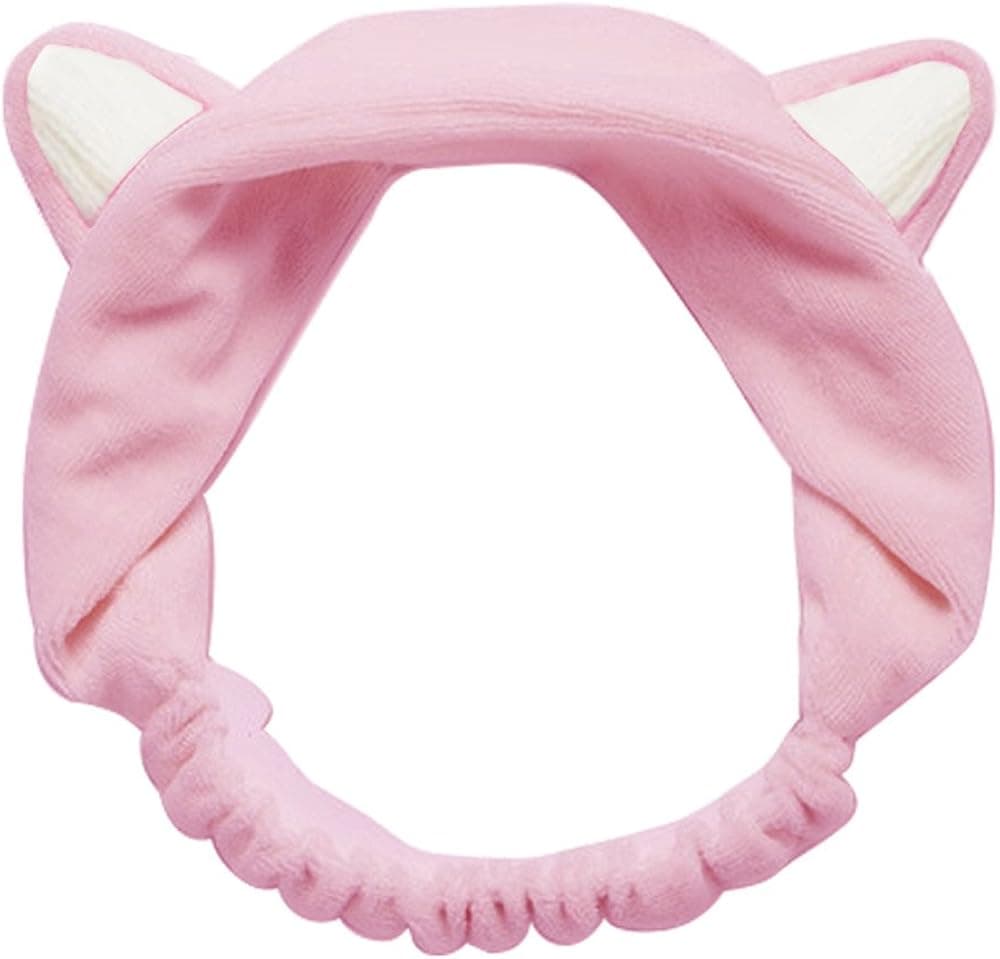 GIANCOMICS Cute Cat Ears Headband Soft Stretch Spa Facial Makeup Headband