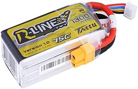 Closeout Tattu R-Line 1300mAh 75C 4S1P lipo Battery Pack with XT60 Plug