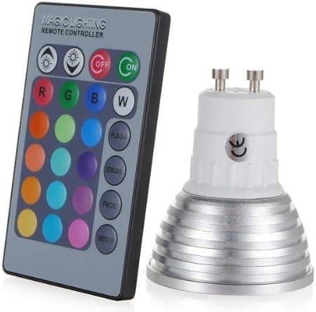 Generic Gu10 3w 16 Color Change RGB LED Bulb Party Light 85v-265v + Ir Remote Control