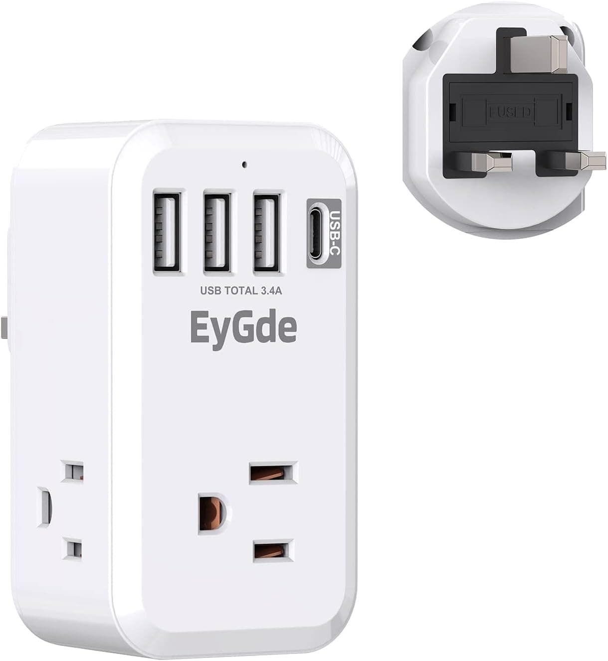 Power Strip Tower Surge Protector, EyGde Retractable Long Extension Cord [𝟭𝟬] Ft Cable, Multi USB Tower Electric Charging Station 13A 6 AC Outlets 3.1A 4 USB Ports for Home Office