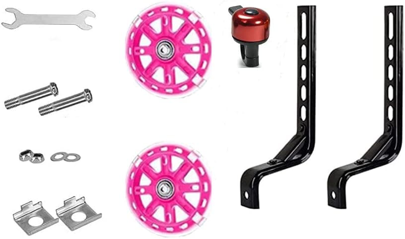 Training Wheels,Bicycle Auxiliary Wheel, Suitable for Children's Bicycle Training Auxiliary Wheel, with Flash, Suitable for 12 14 16 18 20 inch Children's Bicycle, 1 Pair