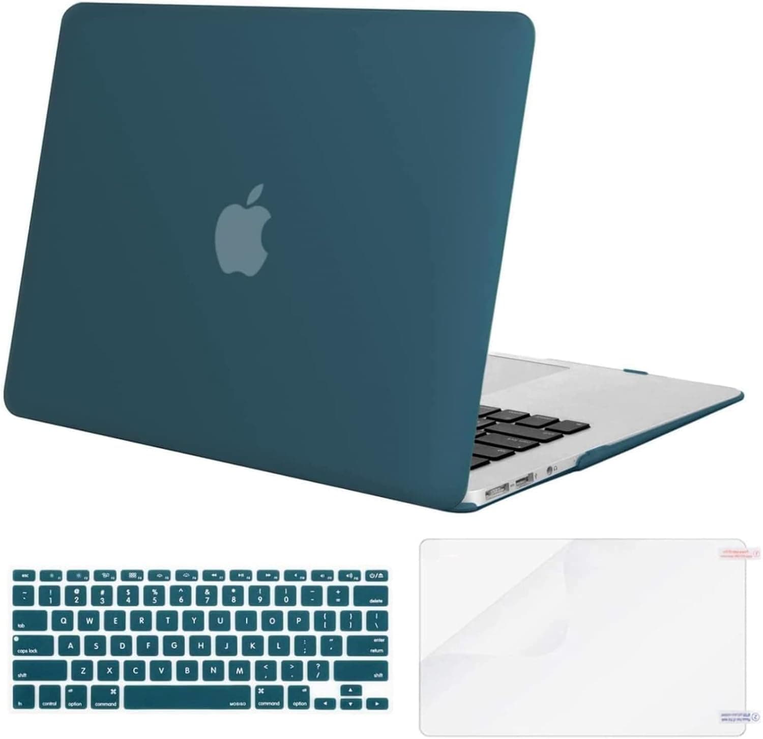 MOSISO Compatible with MacBook Air 13 inch Case (Models: A1369 & A1466, Older Version 2010-2017 Release), Protective Plastic Hard Shell Case & Keyboard Cover & Screen Protector, Deep Teal