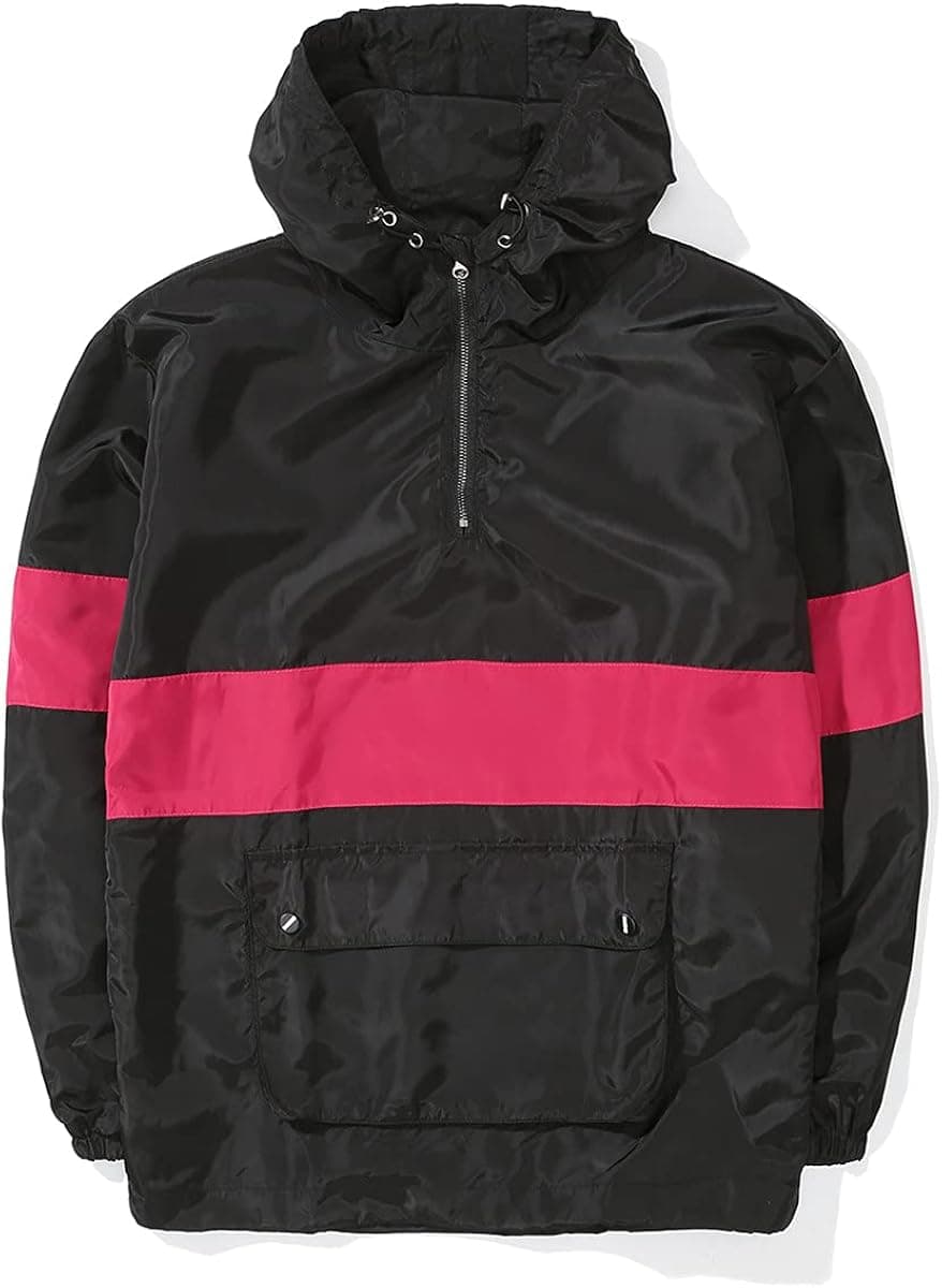 AITFINEISM Men's Lightweight Windbreaker Casual Drawstring Hooded Zip Jackets