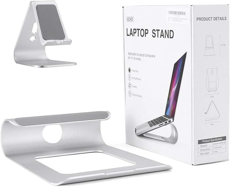 Acko Aluminum Laptop Stand Holder for Notebooks with Cellphone Tablet Stand