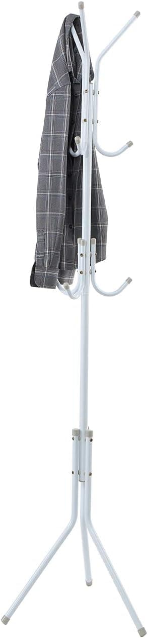 Yunge 3 Tiers Stylish-Standing Coat Rack, Coat Tree Hat Hanger Holder 9 Hooks for Jacket Winter Scarf Umbrella Practical Tree Stand Metal Organizer, White