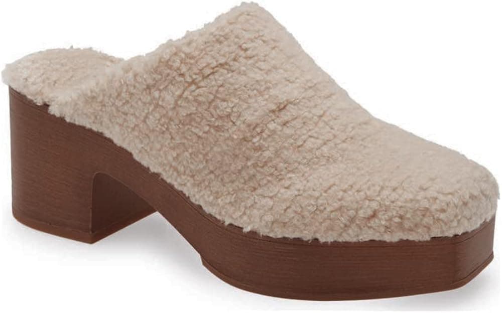 Trish Lucia Womens Chunky Block Heel Mules Square Toe Platform Backless Casual Slip-on Slippers Sandals